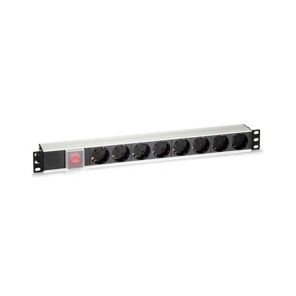 REGLETA PDU RACK 19 8 TOMAS + INTERRUPTOR ALUMINIO CROMAD