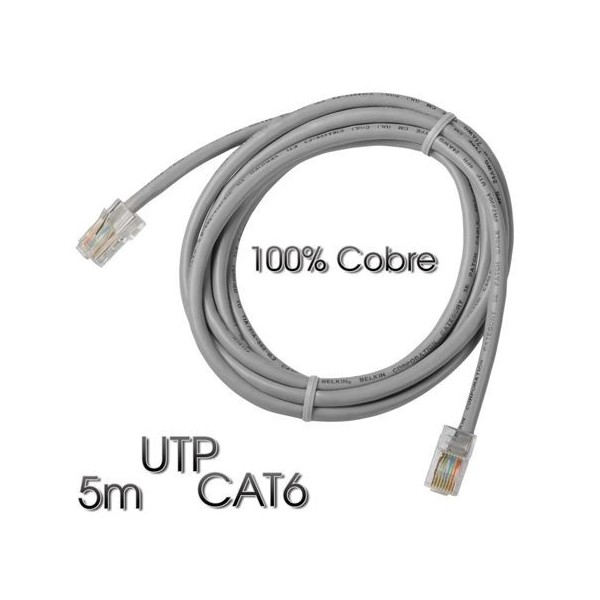 CABLE DE RED UTP CAT 6 5M GRIS CLARO 100% COBRE CROMAD