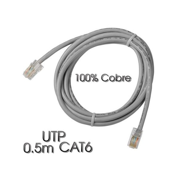 CABLE DE RED UTP CAT 6 0.5M GRIS CLARO 100% COBRE CROMAD