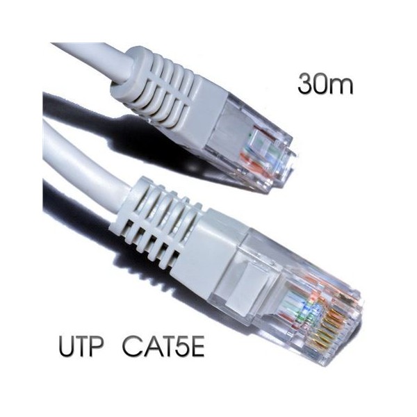 CABLE DE RED UTP CAT 5E 30M GRIS CLARO CROMAD