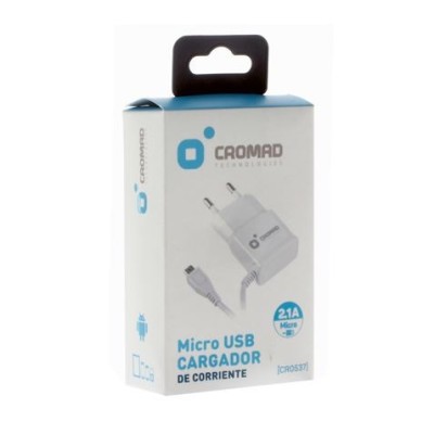 CARGADOR DE CORRIENTE MICRO USB 2.1A BLANCO CROMAD