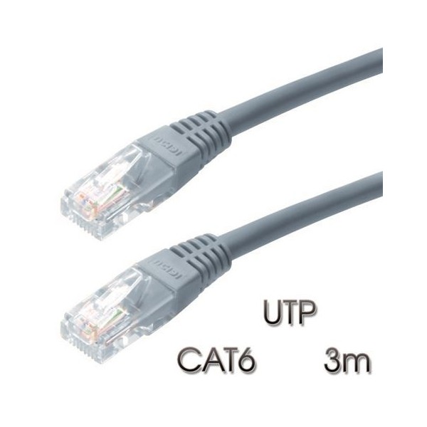 CABLE DE RED UTP CAT 6 3M GRIS CLARO CROMAD