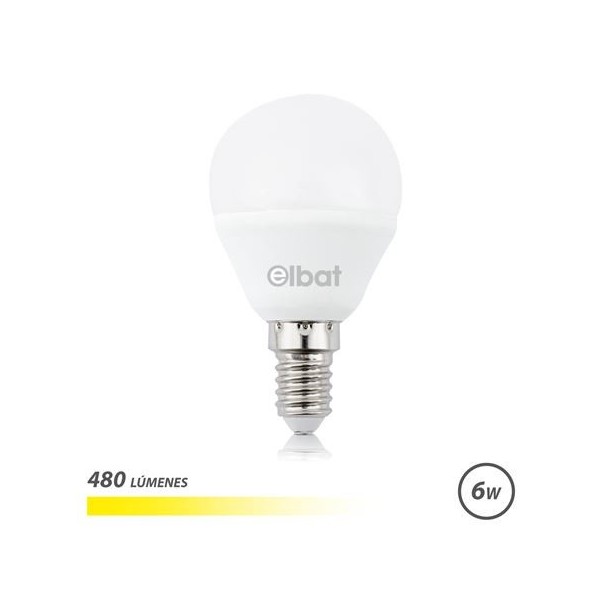 BOMBILLA LED G45 | 6W | 480LM | E14 | LUZ CALIDA | ELBAT