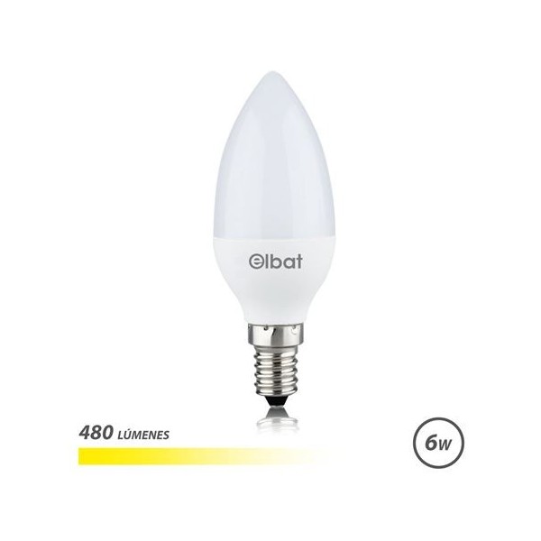 BOMBILLA LED C37 | 6W | 480LM | E14 | LUZ CALIDA | ELBAT