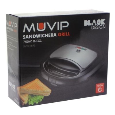 SANDWICHERA INOX GRILL 750W NEGRA MUVIP