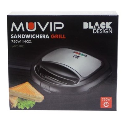 SANDWICHERA INOX GRILL 750W NEGRA MUVIP