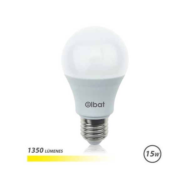 BOMBILLA LED A60 | 15W | 1350LM | E27 | LUZ CALIDA | ELBAT