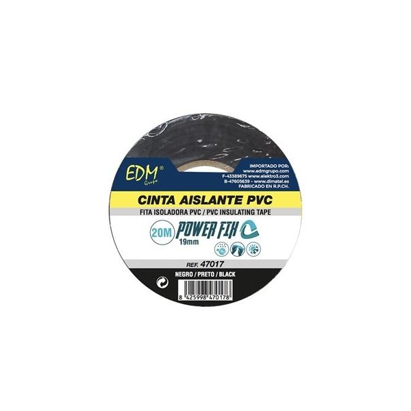 CINTA AISLANTE 20MX19MM NEGRA EDM