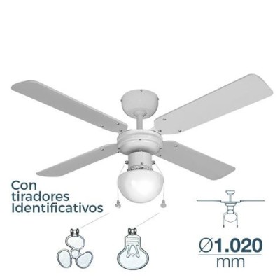 VENTILADOR DE TECHO MODELO CARIBE BLANCO 50W | ASPAS 102CM EDM