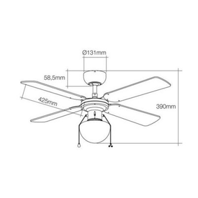 VENTILADOR DE TECHO MODELO CARIBE BLANCO 50W | ASPAS 102CM EDM