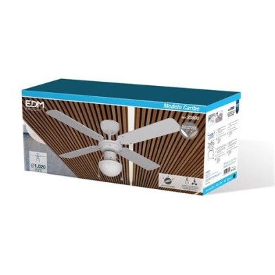 VENTILADOR DE TECHO MODELO CARIBE BLANCO 50W | ASPAS 102CM EDM