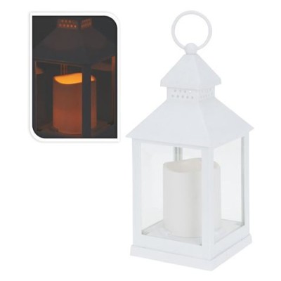 FAROL CON VELA LED 23CM BLANCO