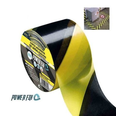 CINTA ADHESIVA DE SEÑALIZACION AMARILLO-NEGRA 30M X 50MM EDM