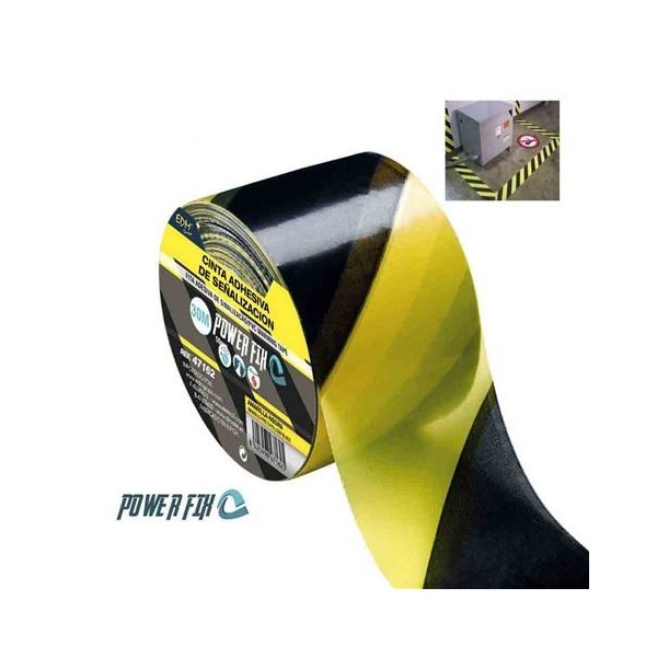 CINTA ADHESIVA DE SEÑALIZACION AMARILLO-NEGRA 30M X 50MM EDM