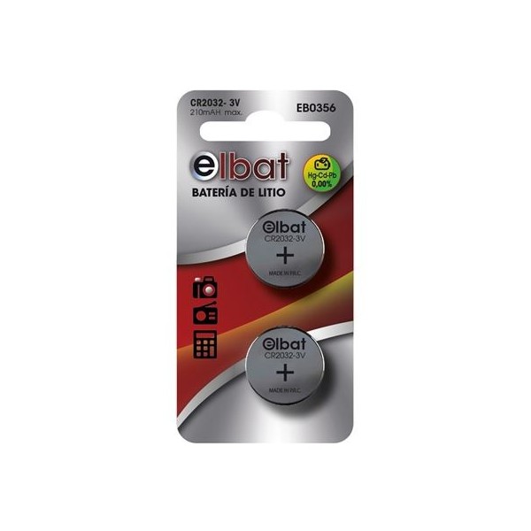 PACK 2 PCS PILAS LITIO CR2032 ELBAT