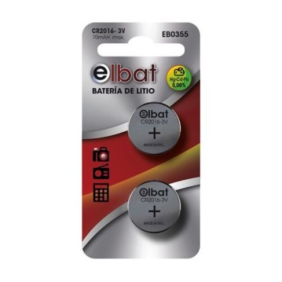 PACK 2 PCS PILAS LITIO CR2016 ELBAT