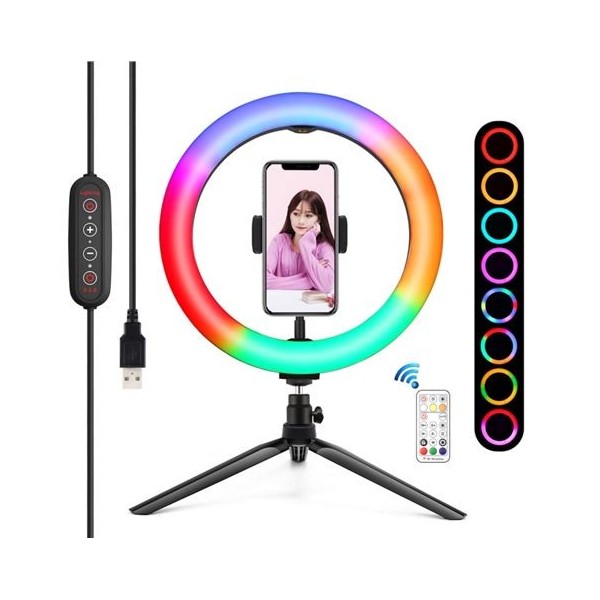 KIT YOUTUBER BGD007 BASE + SOPORTE SMARTPHONE + LUZ 10 26CM RGB XO