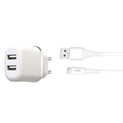 PACK CARGADOR CORRIENTE L69 2.4A + CABLE MICRO USB BLANCO XO