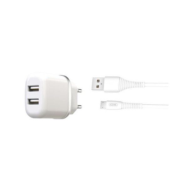 PACK CARGADOR CORRIENTE L69 2.4A + CABLE MICRO USB BLANCO XO