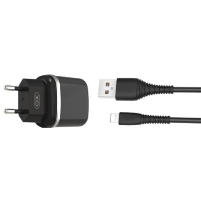 PACK CARGADOR CORRIENTE L69 2.4A + CABLE LIGHTNING NEGRO XO