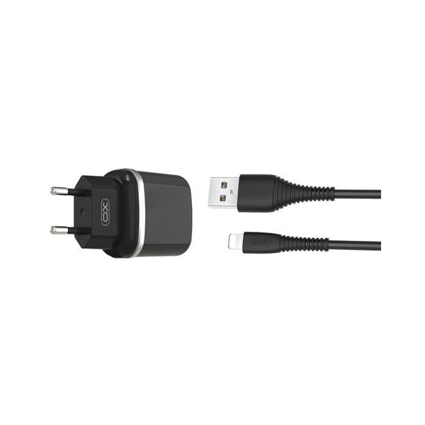 PACK CARGADOR CORRIENTE L69 2.4A + CABLE LIGHTNING NEGRO XO