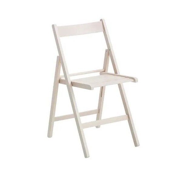 SILLA PLEGABLE DE MADERA DE HAYA BARNIZADA BLANCA