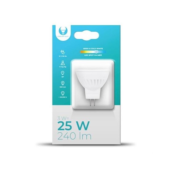 BOMBILLA LED G4 MR11 | 3W | 220LM | LUZ FRIA | FOREVER