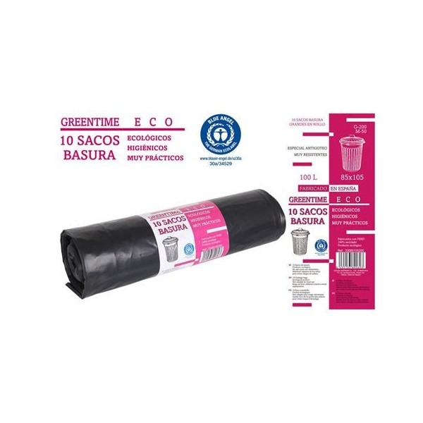 PACK 10 SACOS BASURA 100L 85X105