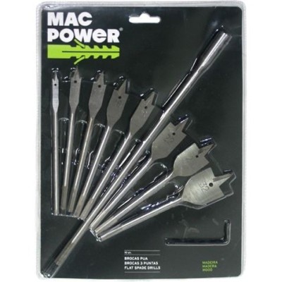 JUEGO 10 PCS BROCAS ALETAS MADERA MAC POWER