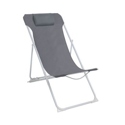 SILLA / TUMBONA PLEGABLE 3 POSICIONES CON COJIN GRIS/ACERO 56X84X75/91CM