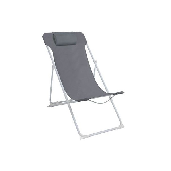 SILLA / TUMBONA PLEGABLE 3 POSICIONES CON COJIN GRIS/ACERO 56X84X75/91CM