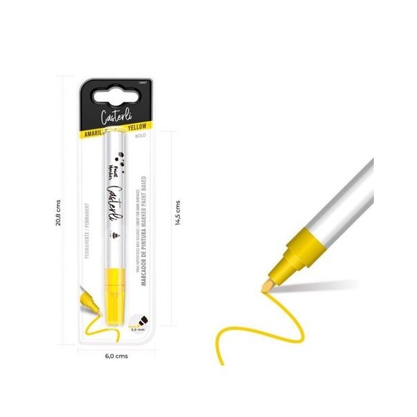 MARCADOR PERMANENTE 3MM COLOR AMARILLO CASTERLI