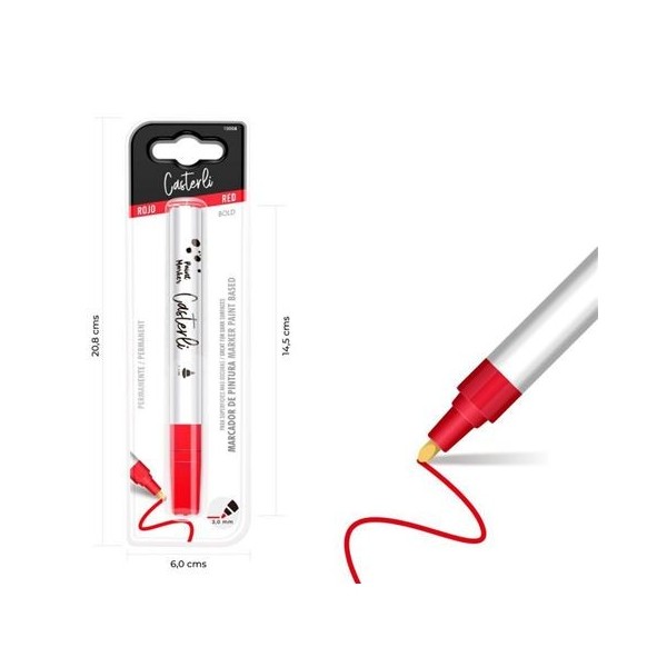 MARCADOR PERMANENTE 3MM COLOR ROJO CASTERLI