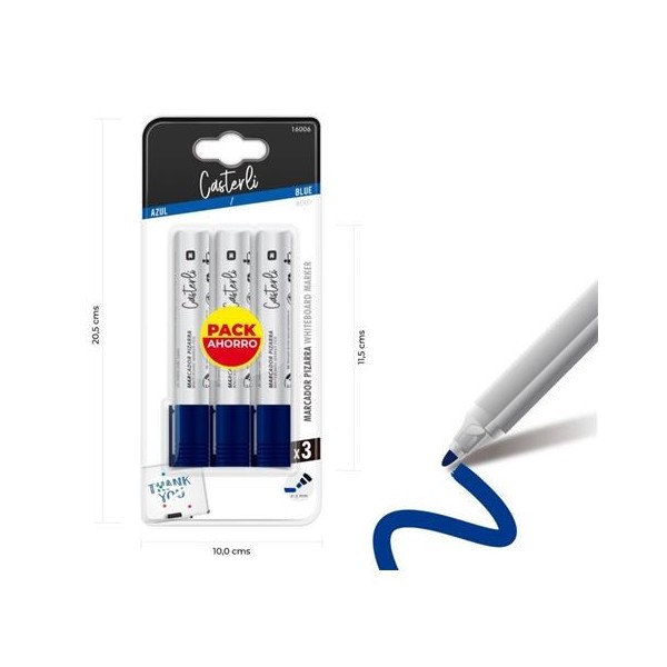 PACK 3 MARCADORES DE PIZARRA AZUL CASTERLI