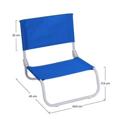 SILLA BAJA DE PLAYA POLIESTER AZUL ACERO BLANCO