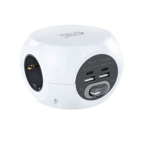 REGLETA NANOCABLE 3XSCHUKO + 2XUSB-C + 2XUSB-A 16A WHITE