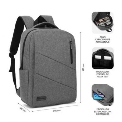 MOCHILA PARA PORTATILES HASTA 15.6 CITY BACKPACK CON USB SUBBLIM GRIS