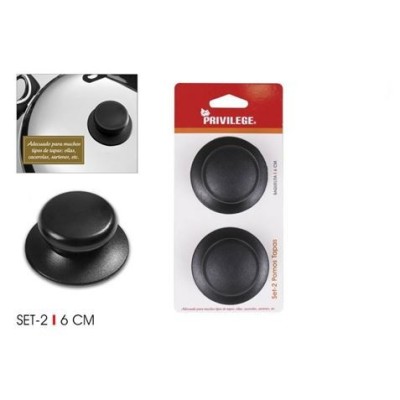 SET DOS POMOS NEGROS PARA TAPAS SARTEN 6CM PRIVILIGE